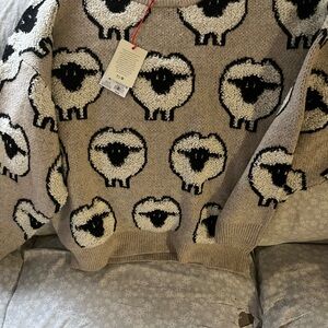 Woolrich x target Black and Cream Patterned sheep Sweater nwt m